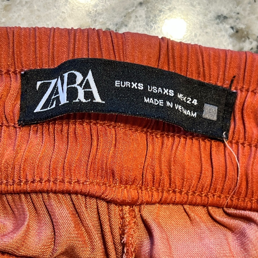 Zara Wide-Leg Pull-On Terracotta Pants Size XS Inseam 31" - Picture 2 of 6